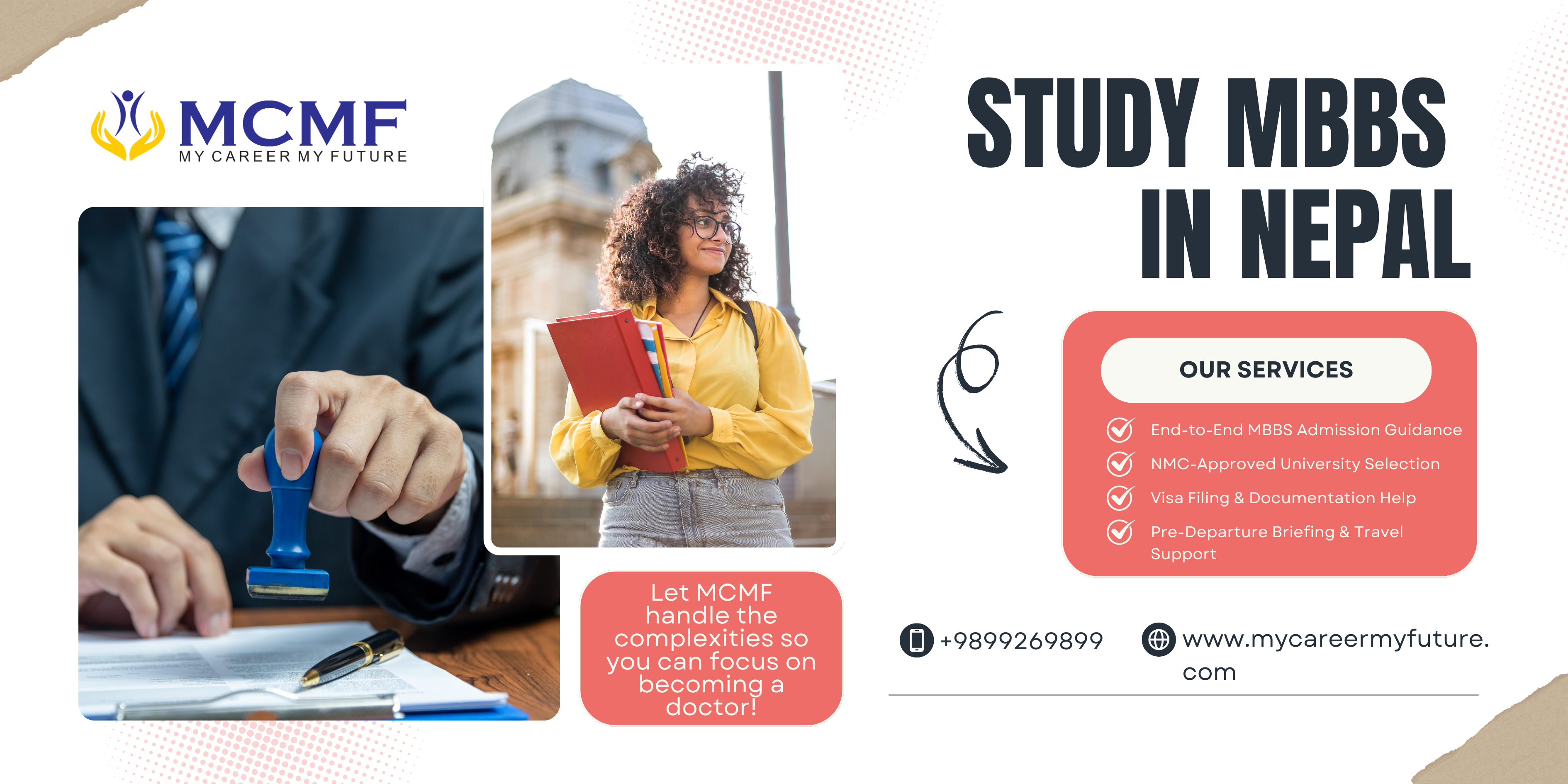 Study at NMC-approved medical universities in Nepal with complete admission-to-visa support from MCMF. Affordable fees, English medium, and trusted by thousands of NEET-qualified Indian students.